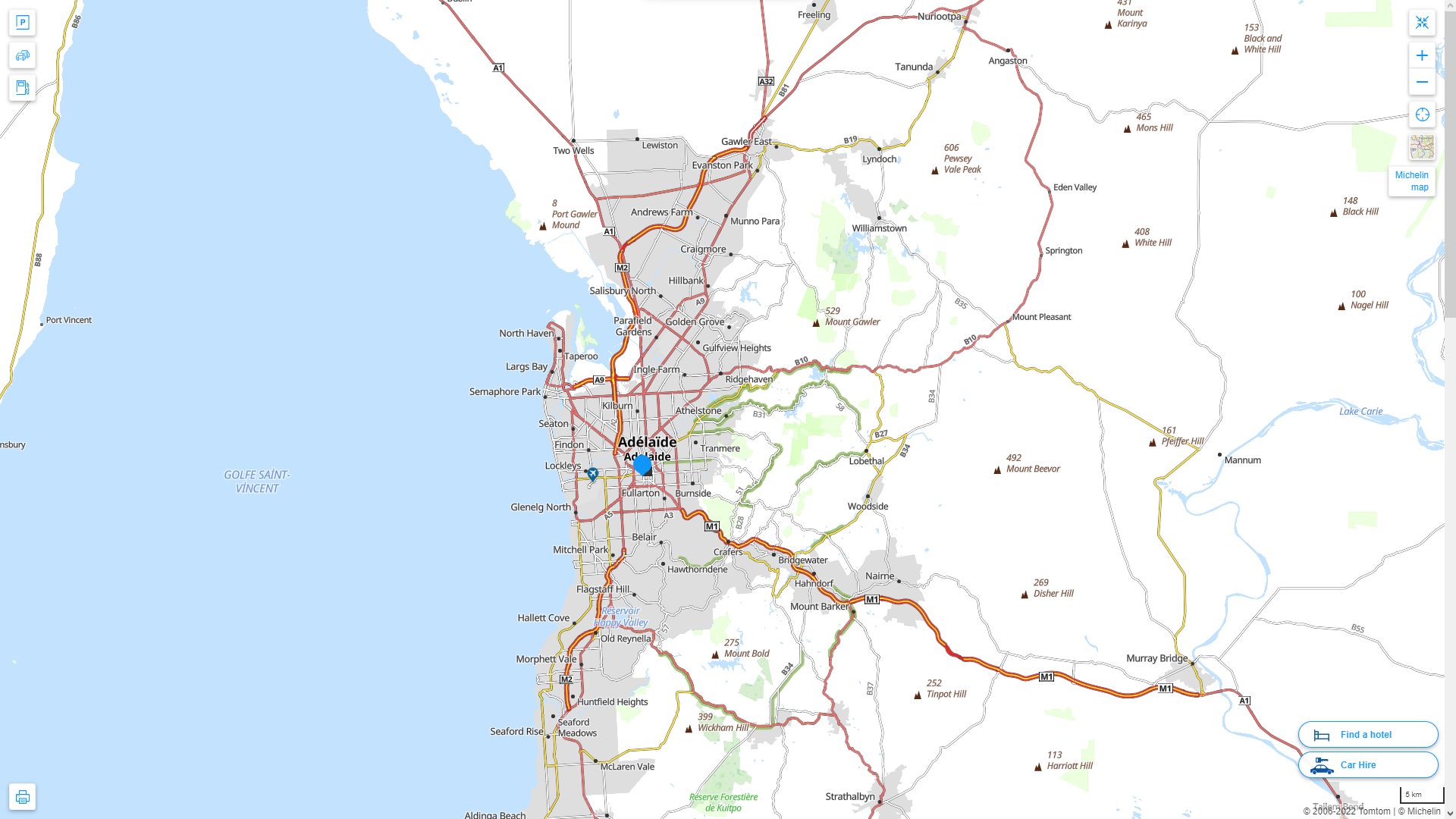Adelaide Highway and Road Map
